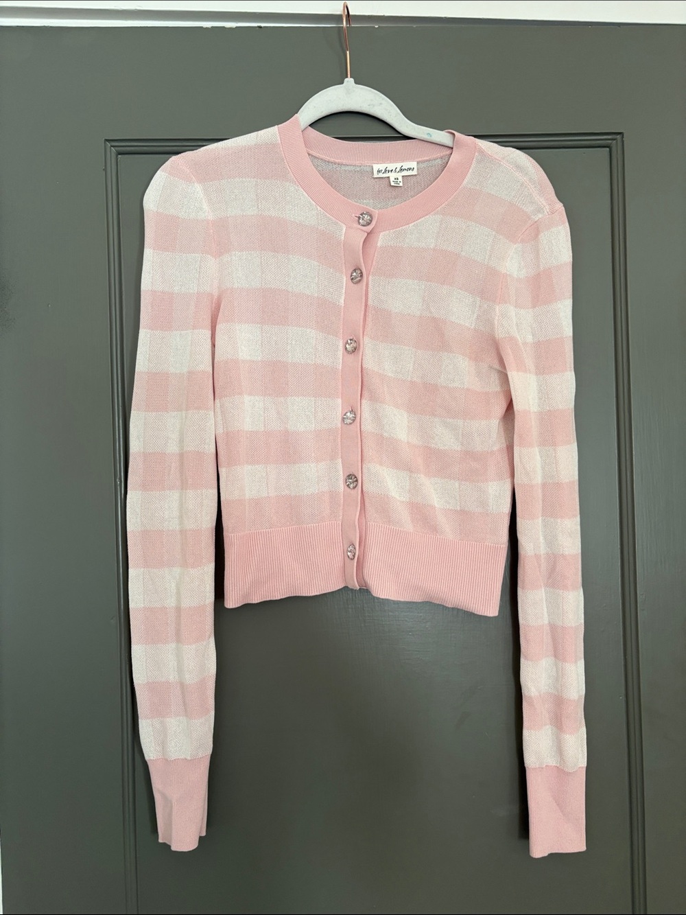 for love and lemons pink gingham cardigan size xs